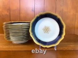 Limoges Wm. Guérin & Co. Dinner Service for 12, 62 Pcs, Cobalt Blue, Gold gilt