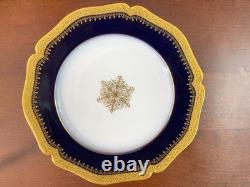 Limoges Wm. Guérin & Co. Dinner Service for 12, 62 Pcs, Cobalt Blue, Gold gilt