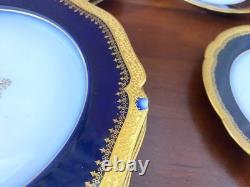 Limoges Wm. Guérin & Co. Dinner Service for 12, 62 Pcs, Cobalt Blue, Gold gilt