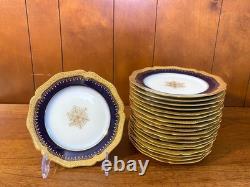 Limoges Wm. Guérin & Co. Dinner Service for 18, 90 Pcs, Cobalt Blue, Gold gilt