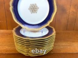 Limoges Wm. Guérin & Co. Dinner Service for 18, 90 Pcs, Cobalt Blue, Gold gilt