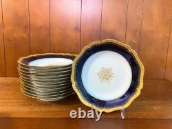 Limoges Wm. Guérin & Co. Dinner Service for 18, 90 Pcs, Cobalt Blue, Gold gilt