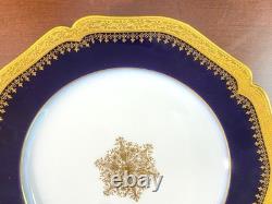 Limoges Wm. Guérin & Co. Dinner Service for 18, 90 Pcs, Cobalt Blue, Gold gilt
