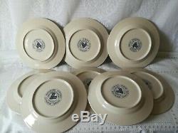 Longaberger Pottery Set Of 8 Woven Tradition Classic Blue Dinner Plates 10, USA