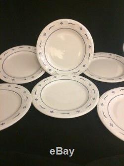 Longaberger Traditions Blue Woven 10 Dinner Plate Set Of 6 Old Embossed L Mark