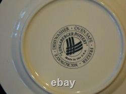 Longaberger Woven Trad Pottery Set 4 Classic Blue 10 Dinner Plates-FREE SHIP