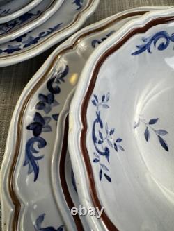 Longchamp France Normandie Ceramic Plates Bowls Set of 25 Pieces Hand Painted