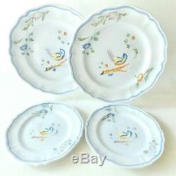 Longchamp French Faience Art Pottery Perouges Pattern 2 Dinner 2 Salad Plates