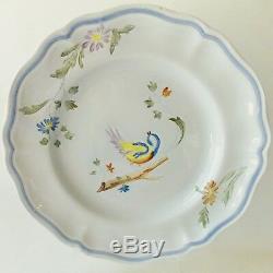 Longchamp French Faience Art Pottery Perouges Pattern 2 Dinner 2 Salad Plates