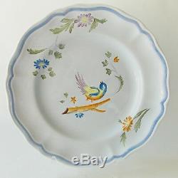 Longchamp French Faience Art Pottery Perouges Pattern 2 Dinner 2 Salad Plates