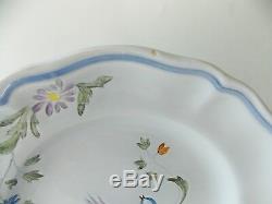 Longchamp French Faience Art Pottery Perouges Pattern 2 Dinner 2 Salad Plates