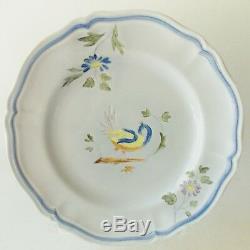 Longchamp French Faience Art Pottery Perouges Pattern 2 Dinner 2 Salad Plates