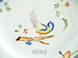 Longchamp Perouges France Four Dinner Plates 10 Hand Painted Birds Multicolor