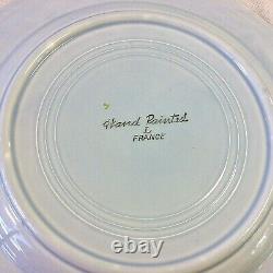 Longchamp Printemps French Set 7 Dinner Plates 10.5 Porc H Paint Blu Yel Floral