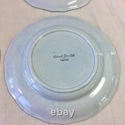 Longchamp Printemps French Set 7 Dinner Plates 10.5 Porc H Paint Blu Yel Floral