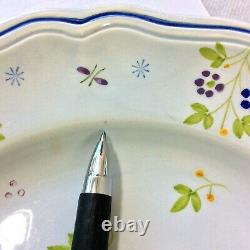 Longchamp Printemps French Set 7 Dinner Plates 10.5 Porc H Paint Blu Yel Floral