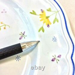 Longchamp Printemps French Set 7 Dinner Plates 10.5 Porc H Paint Blu Yel Floral