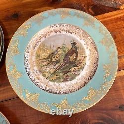 Lot 10 Vintage 2 JWK Plates Birds Turquoise Dinner Plate West Germany