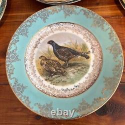 Lot 10 Vintage 2 JWK Plates Birds Turquoise Dinner Plate West Germany