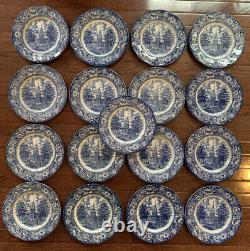 Lot 17 Staffordshire Liberty Blue Independence Hall Ironstone Dinner Plates 10