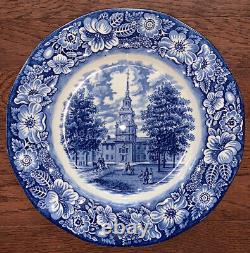 Lot 17 Staffordshire Liberty Blue Independence Hall Ironstone Dinner Plates 10