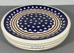 Lot 4 Boleslawiec Polish Pottery Americana Stars Red White Blue 11 Dinner Plate