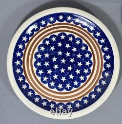 Lot 4 Boleslawiec Polish Pottery Americana Stars Red White Blue 11 Dinner Plate