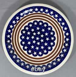 Lot 4 Boleslawiec Polish Pottery Americana Stars Red White Blue 11 Dinner Plate