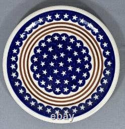 Lot 4 Boleslawiec Polish Pottery Americana Stars Red White Blue 11 Dinner Plate
