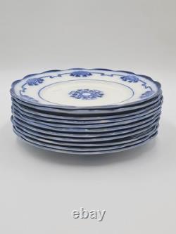Lot Of 11 Antique Victorian FLOW BLUE Grindley Lorne Clover 10 Dinner Plates