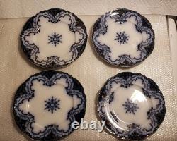 Lot Of 4 Alfred Meakin Cambridge Flow Blue 9 Plates With Gold Accents