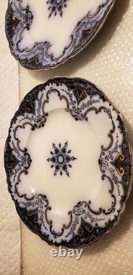 Lot Of 4 Alfred Meakin Cambridge Flow Blue 9 Plates With Gold Accents