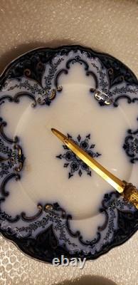 Lot Of 4 Alfred Meakin Cambridge Flow Blue 9 Plates With Gold Accents