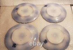 Lot Of 4 Alfred Meakin Cambridge Flow Blue 9 Plates With Gold Accents