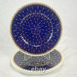 Lot Of 4 Wedgwood St James 10-5/8 Dinner Plates Cobalt Blue Gold Trim Rare