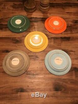 Lot Of 5 Nathalie Lete Dinner Plates Sandpiper Blue Humming Bird Owl Angel Fish