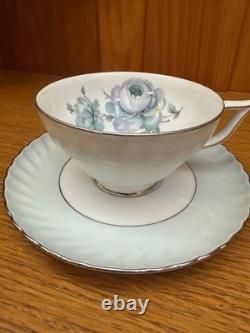 Lot Royal Tattau Dawn Rose China. Celadon Porcelein. Platinum Trim. Celadon