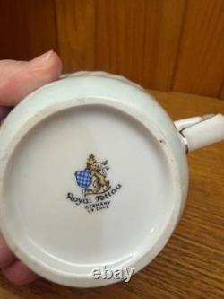 Lot Royal Tattau Dawn Rose China. Celadon Porcelein. Platinum Trim. Celadon