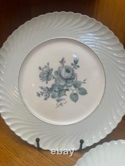 Lot Royal Tattau Dawn Rose China. Celadon Porcelein. Platinum Trim. Celadon