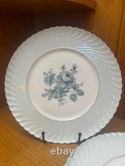 Lot Royal Tattau Dawn Rose China. Celadon Porcelein. Platinum Trim. Celadon