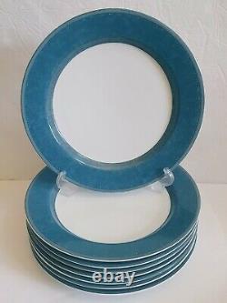 Lot Set Of Eight (8) Dansk GRIDWORKS Blue Dinnerware 11 Dinner Plate Portugal