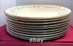 Lot of 10 Lenox Windsong Dinner Plates 10-5/8 USA Blue Floral Platinum Trim