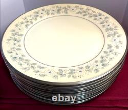Lot of 10 Lenox Windsong Dinner Plates 10-5/8 USA Blue Floral Platinum Trim