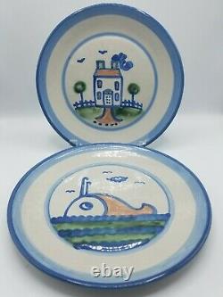 Lot of 14 M. A. Hadley Pottery, Bouquet, Ships & Whales, Country Scene Blue