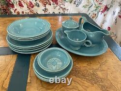 Lot of 16 pieces Vintage GENUINE FIESTAWARE Homer Laughlin China Co Turquoise