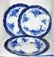 Lot of 3 Flow Blue Dinner Plates Touraine pttn. 1898 by Stanley Pottery Co