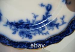 Lot of 3 Flow Blue Dinner Plates Touraine pttn. 1898 by Stanley Pottery Co
