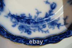 Lot of 3 Flow Blue Dinner Plates Touraine pttn. 1898 by Stanley Pottery Co
