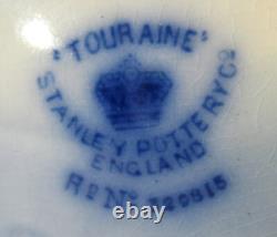 Lot of 3 Flow Blue Dinner Plates Touraine pttn. 1898 by Stanley Pottery Co