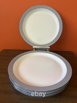 Lot of (4) Dansk Bistro Ringsted BLUE Dinner Plate striped Thailand 10-3/8